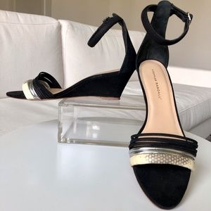 Loeffler Randall Black Addie Ankle Strap Wedges